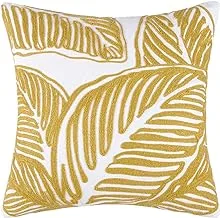 DONETELLA Cushion Cover, 45x45 cm (18x18 inch) Throw Pillowcase With Beautiful Embroidered Golden Striped Cushion Case, Suitable For Sofa Bed Living Room And Couch (Without Filler) (DESIGN 7)