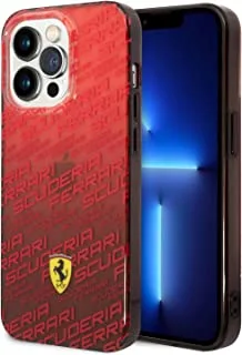 Ferrari Gradient PC/TPU Case With Allover Scuderia & Dyed Bumper For iPhone 14 Pro Max - Red