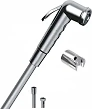 Idrospania Hand Shower Shattaf Chrome 80mm With PVC Pipe Bidet Sprayer, for Toilet, Handheld Toilet Spray hose Grey 1.2 Meter, 70060