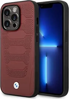 BMW Signature Collection Genuine Leather Case With Perforated Seats Design For iPhone 14 Pro Max - Burgundy