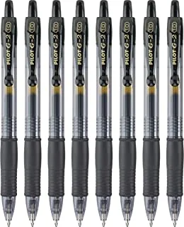 قلم بايلوت 15316 G2 بريميوم أقلام جل دوارة قابلة لإعادة الملء والسحب ، بولد بوينت ، أسود ، 8 عبوات