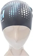قبعة سباحة من السيليكون للكبار من هيرموز مع أنماط للجنسين ، أسود ، H-SC4602P BK