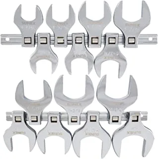 Sunex Tools 9721A 1/2-Inch Drive Jumbo SAE Crowfoot Wrench Set, 1-1/16-Inch - 1-3/8-Inch, Fully Polished, 14-Piece (Includes Storage Rail)