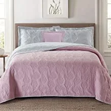DONETELLA Bedspread, Coverlet Set, Soft Luxurious Single Size Compressed Comforter Set, Bedding Blanket With Fitted Sheet, Pillow Sham and Cushion Cover (Single, Lilac-Grey) (طقم لحاف مضغوط خفيف)