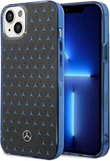 جراب Mercedes-Benz مزدوج الطبقات من البولي كربونات / TPU بنمط نجمة كبير لهاتف iPhone 14 Max - أسود / أزرق