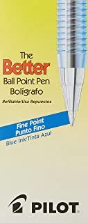 Pilot The Better Ball Point Pen Recillable Ballpoint Stick أقلام ، Fine Point ، حبر أزرق ، 12 عبوة (36011) ، صندوق دزينة (0.7 مم - رفيع)