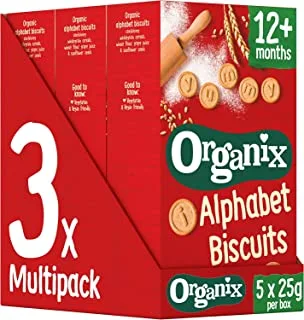 Organix Organic Alphabet Biscuits (5 x 25g) Pack of 6
