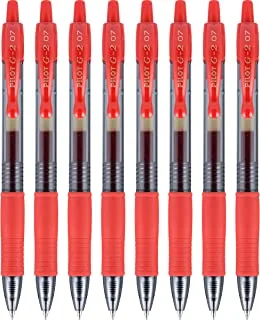 Pilot, G2 Premium Gel Roller Pens, Fine Point 0.7 mm, Red, Pack of 8