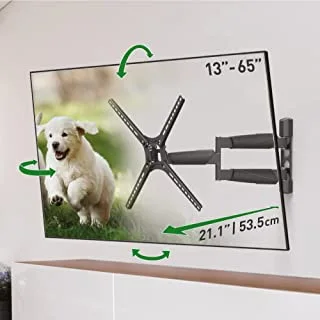 حامل حائط للتلفزيون Barkan ، 13-65 بوصة مفصلية الحركة الكاملة - 4 حركات طويلة قسط شاشة مسطحة / منحنية ، حتى 80 رطلاً ، قابلة للتمديد للغاية ، ضمان محدود مدى الحياة ، يناسب شاشة LED OLED LCD