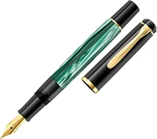 Pelikan Souverän M200 Fountain Pen, Fine Nib, Green Marble, 1 Each (994095) 1 Count (Pack of 1)