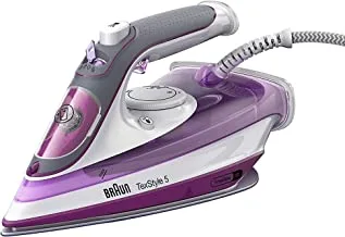 Braun TexStyle 5-2700 Watts, FreeGlide 3D Technology, Auto Off Steam Iron Violet PINK 300ml Water Capacity SI 5037