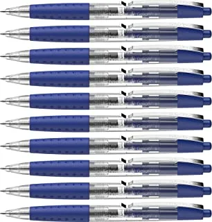 قلم جل شنايدر + جل ، قابل لإعادة الملء والسحب ، حبر جل ، 0.7 مم ، برميل شفاف ، حبر أزرق ، صندوق من 10 أقلام (101003)