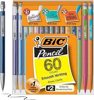 مجموعة متنوعة من أقلام الرصاص الميكانيكية BIC ، عدد 2 أقلام رصاص مع ممحاة ، نقطة رفيعة (0.5 مم) ، نقطة متوسطة (0.7 مم) ونقطة سميكة (0.9 مم) ، 60 عددًا ، أقلام رصاص ميكانيكية مجمعة للمدرسة أو العمل (WX7TG026-BLK)