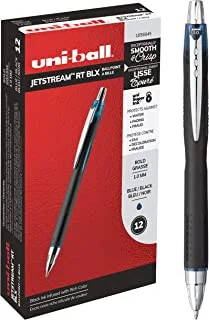 Uniball Jetstream RT BLX 12 Pack, 1.0mm Medium Blue/Black, Wirecutter Best Pen, Ballpoint Pens, Ballpoint Ink Pens | Office Supplies, Ballpoint Pen, Colored Pens, Fine Point, Smooth Writing Pens