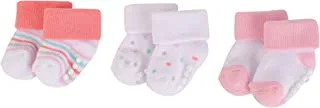 LUVABLE FRIENDS BABY TERRY SOCKS WITH NON-SKID- 3PC- 6-9 Months