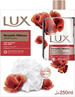 LUX Perfumed Body Wash With Loofah, Romantic Hibiscus For 24 Hours Long Lasting Fragrance, 250ml