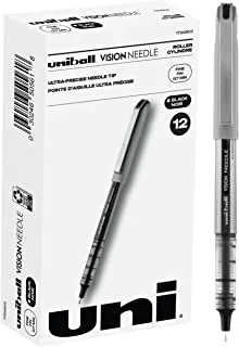 uni-ball Vision Needle Rollerball Pens, Fine Point (0.7mm), Black, 12 Count