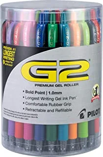 Pilot, G2 Premium Gel Roller Pens, Bold Point 1 mm, Tub of 36, Assorted Colors