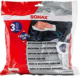 Sonax Microfibre Cloths Ultrafine (3 Pieces) - Professional Cloth for Perfect Paintwork Care Results Without Any Residues or Scratches. Washable at up to 60 °c | Item No. 04507000