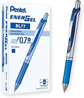 أقلام حبر جل ديلوكس RTX برأس معدني من Pentel EnerGel - عبوة من 12 ، أزرق