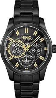 HUGO Boss Men's Black Dial Ionic Plated Black Steel Watch - 1530192