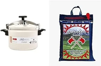 Al Saif Granite Aluminum Pressure Cooker Size: 8 Liter + Al Shalan Punjabi - White Basmati Rice 10Kg