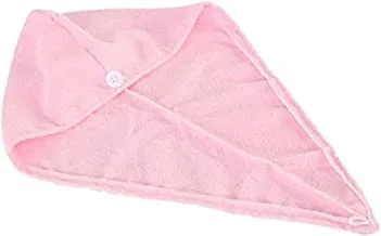 2 PCS Hair Towel Wrap,Hair Drying Towel with Buttons, Microfiber Towel, Dry Hair Hat, Bath Hair Cap (Pink)