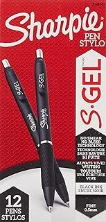 Sharpie S-Gel, Gel Pens, Fine Point (0.5mm), Black Ink Gel Pen, 12 Count, Black