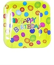 Italo Happy Birthday Party Disposable Square Plate 6-Pices of Set, Yellow