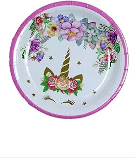 Italo Round Shape Unicorn Print Disposable Party Plate, 7-Inch Size