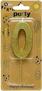 Italo Gold Glitter Dipped Number 0 Birthday Candle