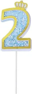 Italo 0746092127743 Acrylic Number 2 Glitter Crown Cake Topper for Birthday Party