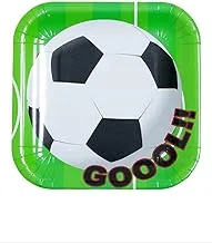 Italo Square Shape Football Theme Disposable Party Plate 6-Piece Set, 9-Inch Size