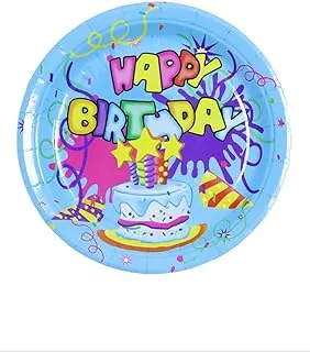 Italo birthday party disposable round plate 7-inch size, blue