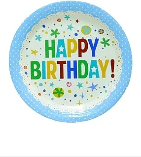 Italo Happy Birthday Party Disposable Round Plate 6-Pices of Set, Blue