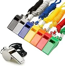 SHOWAY Whistle, 8PCS Sports Whistles with Lanyard, Loud Crisp Sound Whistles Bulk Ideal for Referees, Coaches, and Officials