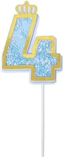 Italo 0746092127767 Acrylic Number 4 Glitter Crown Cake Topper for Birthday Party