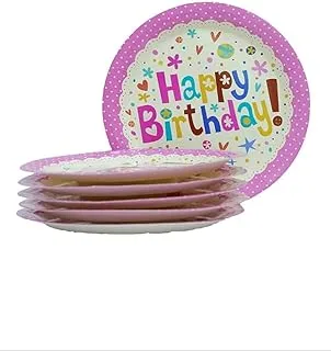Italo Birthday Party Disposable Plate 9-Inch Size 6 Piece Set, Pink