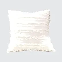 DONETELLA Cushion Cover, 45x45 cm (18x18 inch) Throw Pillowcase With Beautiful Embroidered Tassel Stripe Cushion Case, Suitable For Sofa Bed Living Room And Couch (Without Filler) (White)