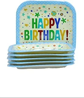 Italo Birthday Party Disposable Square Plate 7-Inch Size, Blue