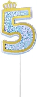 Italo 0746092127774 Acrylic Number 5 Glitter Crown Cake Topper for Birthday Party