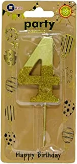 Italo Gold Glitter Dipped Number 4 Birthday Candle