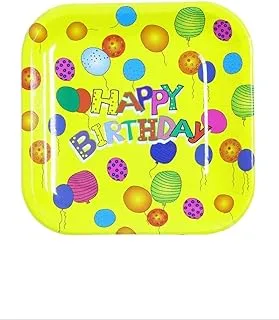 Italo Happy Birthday Party Disposable Square Plate 6-Pices of Set, Yellow
