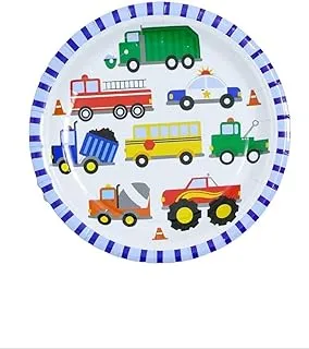 Italo Round Shape Vehicle Print Disposable Party Plate, 7-Inch Size