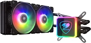 Cougar Gaming CPU Liquid Cooler Aqua ARGB, EXClusive Fan For Radiator, ARGB Water Block, Remote Lighting Controller, ARGB Sync With Motherboard, 240mm (120mm * 2 Fans)