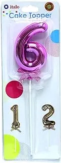 Italo Creative Cake Topper, Number 6, Pink