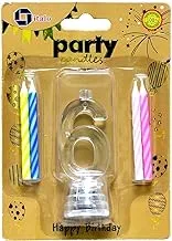 Italo Flashing 6 Number Cake Topper Candle Stand with 4 Wax Candles Set, Multicolor