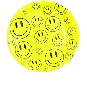 Italo Round Shape Smiley Print Disposable Party Plate 6-Piece Set, 9-Inch Size