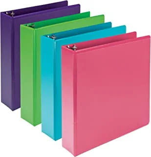 Samsill Earth’s Choice Biobased Durable 3 Ring Binders, Fashion Clear View 2 Inch Binders, Up to 25% Plant Based Plastic, Assorted 4 Pack