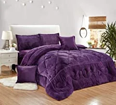 Moon Winter fur Comforter 4 Pieces Set, Single Size, Purple, BJX-006
